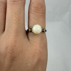 Art Deco Antique 14kt Yellow Gold Genuine Opal Ring Size 6 3.3 Grams