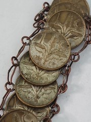 Vintage Mexican Coin Link Bracelet Estados Unidos Mexicanos 1 Centavo 1950’s HM