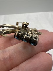 VTG Mazer Sterling Vermeil Aqua Rhinestone Ribbon Bow Dangle Brooch Pin