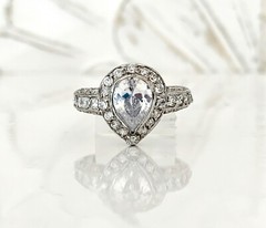 Sterling Silver 925 Wedding CZ Bridal Engagement Ring Designer Band Estate