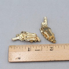 Vintage Climber Purple Rhinestone Clip on Earrings Gold tone 1.5″