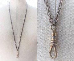 Vtg Lanyard Necklace Bronze Tone Chain 29″ Charm Holder Men Unisex