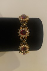 Camrose & Kross JBK Jacqueline Kennedy Ruby & Crystal Gold Cross Link Bracelet
