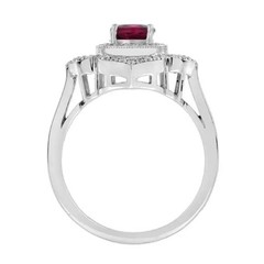 Art Deco Style Ruby Lab Created Diamond Wedding Women’s 14K White Gold FN Ring