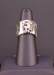 Vintage Scherr Sterling Silver 14K Gold Wide Band Ring Size 6.5 18g