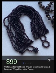 Antique 14k Gold Garnet Coral Onyx Necklace 28″