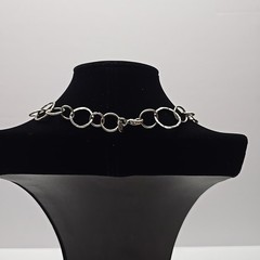 Cookie Lee Geometric Ring Link Silver Tone Circle VTG
