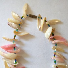 Vintage Dyed Seashell Shell Necklace Fringe Boho Beach Coastal Mermaidcore Beach