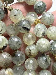 Necklace Green Prehnite Gold Vermeil Clasp Spacer Beads 24” 10mm Faceted Beads