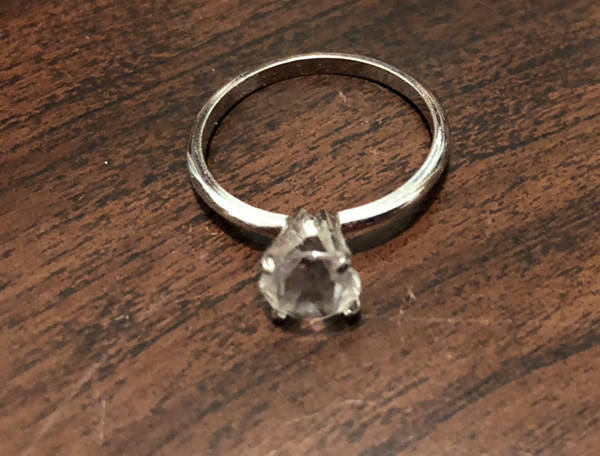 Uncas Mfg Co. Cubic Zirconia Solitaire Ring U with Arrow Mark 3/4″ Diameter