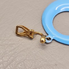 Vintage Hoop Clip Earrings Blue Enamel Dangles 1968