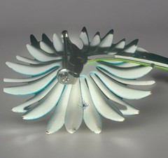 1960’s VINTAGE METAL FLOWER BROOCH BLUE AND TEAL GREEN DAISY Vintage Pin