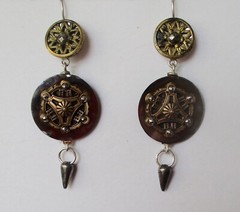 Pair of Antique French Brass & Cut Steel Earrings