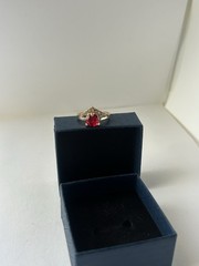 Vintage Red Cubic Zirconia Ring Gold Plated Womens Size 8.5
