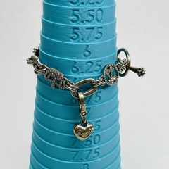 Vintage Juicy Couture Rhinestone Bracelet Chunky Puffy Heart Charm Silver Tone