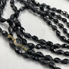 Vintage Jet Black Beaded Necklace Flapper Extra Long Made In Austria about 56″