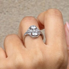 Art Deco Inspired Toi Et Moi Ring 2.2 Ct Simulated Diamond 14k White Gold Over