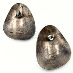 Sydney Lynch Marked Sterling Silver Black Gold Modernist Earrings Brooch Set