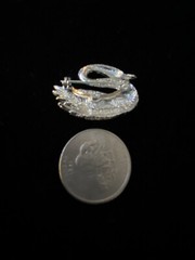 Vintage GERRYS Textured Silver-toned Swan Markasite Eye Brooch