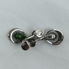 Vintage Sorrento Sterling Silver Filigree Green Oval Jade Screw Back Earrings