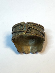Unique Vintage Ring, Orange/Red Stones, Silver Tone, Aged Patina Size 6 Adjust.