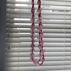 Vintage Austria pink acrylic/lucite double strand statement necklace quilted