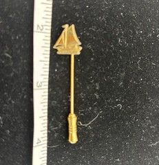 Vintage Nautical Gold Sailboat Metal Stick Pin