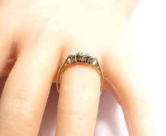 Antique Art Deco 1920’s PPLS 3 Diamond Engagement Ring Size 8.25 UK-Q EGL USA