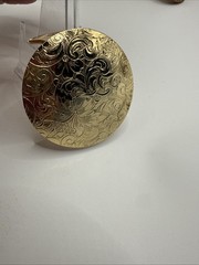 Vintage Filigree Gold Tone Scarf Ring With Locket 1.5” Round