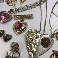 Vintage To Mod Heart Jewelry lot Love Retro Rockabilly locket 1+ pounds Coquette