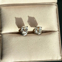 1.52 CTW Diamond Earrings Asscher VS1 E-F Excellent Cut 14k White Screw Stud