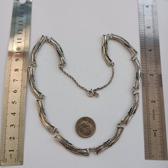 Vintage Israeli Silver Necklace Modernist Art Nouveau Revival Choker Handmade