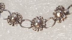 Vintage 925 Sterling Silver Filigree Link Bracelet Sunflowers Signed MK 5354