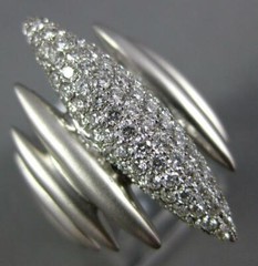 LARGE 1.13CT DIAMOND 18KT WHITE GOLD MATTE & SHINY ELONGATED MARQUISE SHAPE RING