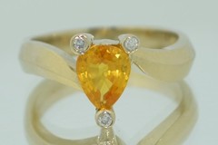 14K Natural 1 Carat Yellow Sapphire & Diamond Ring
