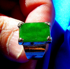 Original EARTH MINED Jadeite JADE Antique Engagement Ring Deco SOLID 18K GOLD 6
