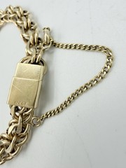 12K Gold Filled Vintage Double Link Charm Bracelet With Safety Chain 7.5in.