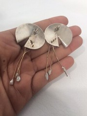 Pretty vintage modernist Artisan Studio sterling Silver 925 Hoop Pierce earrings
