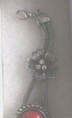Vintage silver bracelet with red stone and rhinestones No Brand
