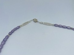 Fab 1950s Lavender Freshwater Pearls Necklace Orate Magnetic Clasp Japan VTG
