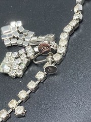 Vintage Clear Rhinestone 14 1/2” Necklace Signed D’ver N Y Screw Earring (3174)