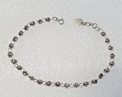 Vintage 925 Sterling Silver Filigree Link Bracelet Sunflowers Signed MK 5354