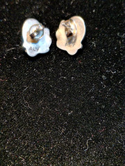 Vintage Turquois Earrings With Flower With Leaf Motif Signed ALV Anna Valencia