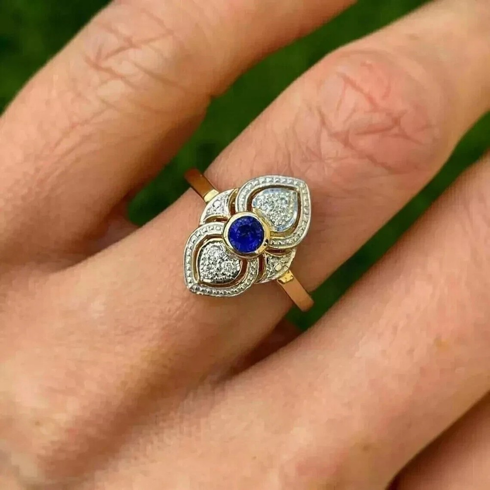 2.35Ct Art Deco Style Lab-Created Diamond Anniversary 14K Yellow Gold FN Ring