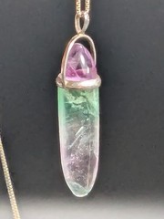 Vintage Italian 925 Sterling Silver Rainbow Fluorite Pendant Necklace 24″ AGI