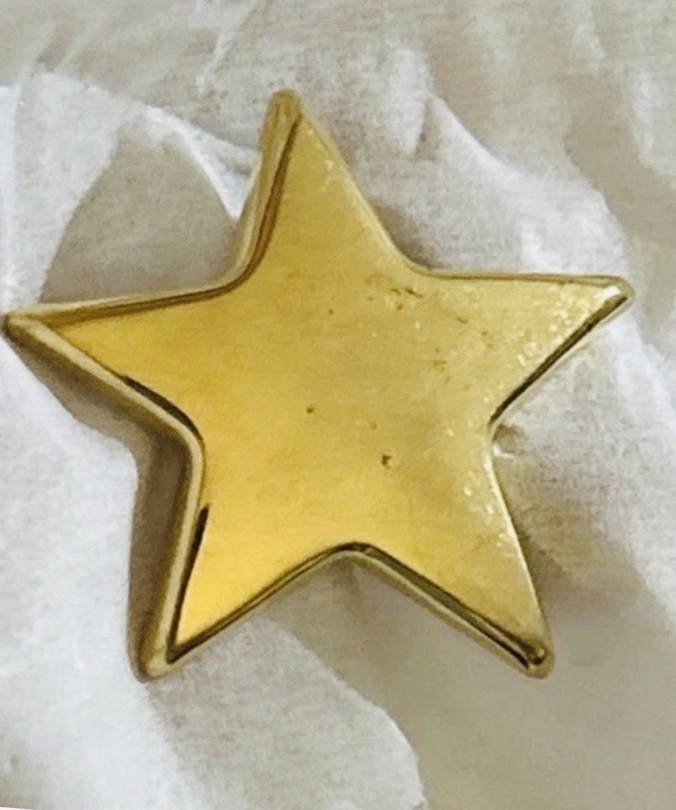 VINTAGE SIGNED NAPIER GOLD TONE STAR BROOCH PIN 1970s MID CENTURY ( Scuffs) 1.5″