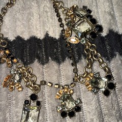 Vintage J. Crew Bib Necklace Yellow And Brown Glass Stones. A Statement Necklace