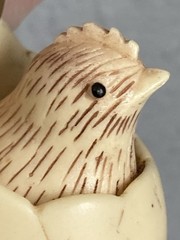 Vintage Chick in Egg Necklace Pendant Black Cord Signed Luke Razza Resin Figural