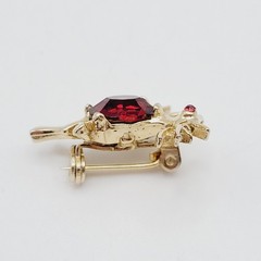 Vintage Red Rhinestone Reindeer Christmas Holiday Rudolph Brooch Pin Tiny 1 inch