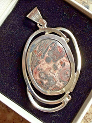 Vintage Sterling Silver 925 Leopard Jasper Pendant 10 grams Hand Made